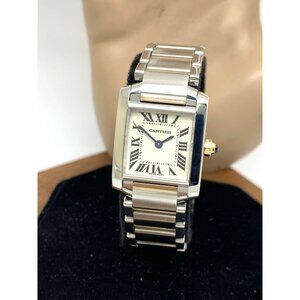 Cartier Tank Francaise Womens Watch 2384 Swiss Quartz 2-Tone 18K Gold Steel 20mm